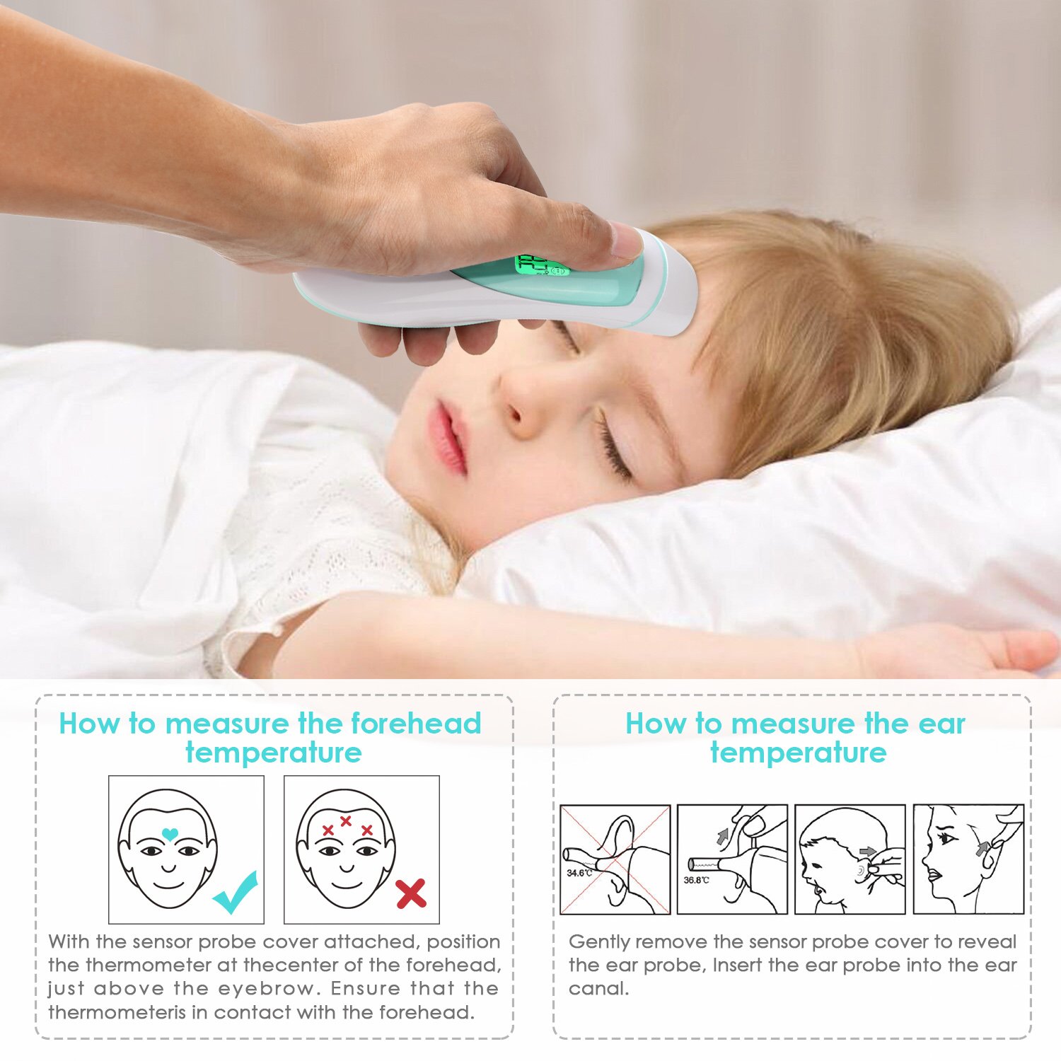 INTEY 2 in 1 Thermometer, Forehead and Ear Thermometer for Baby, Non