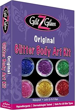 Glitzglam Kit Originel De Tatouages Avec Paillettes Tatouages Temporaires Pour Enfants Et Adolescents Avec 6 Paillettes Grandes Et Modeles Reutilisables Amazon Fr Jeux Et Jouets