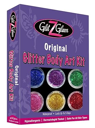 Original Glitzertattooset: Temporäre Tattoos für Kinder und Teenager mit 6 großen Glitzertuben & Tattoovorlagen