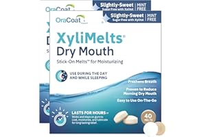 Oracoat XyliMelts for Dry Mouth Night Time or Day - Moisturizing Dry Mouth Adhering Discs, Sugar Free with Xylitol, 80 Count, Slightly-Sweet Flavor, 8-Hour Relief