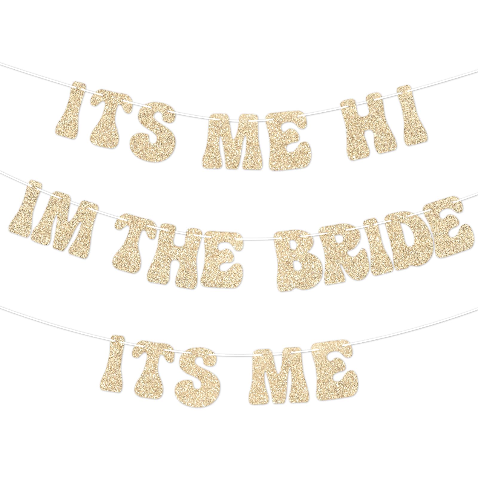 Its Me Hi I'm the Bride Its Me Bride Banner, 9.84 Feet Bachelorette Banner, Gold Bridal Shower Garland Backdrop Party Supplies Decor Wedding Prop Sign