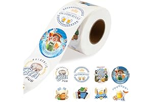 SEPGLITTER 500PCS Oktoberfest Stickers,Circle Beer Festival Sticker 8 Styles Round Oktoberfest Labels for Oktoberfest Party Favors