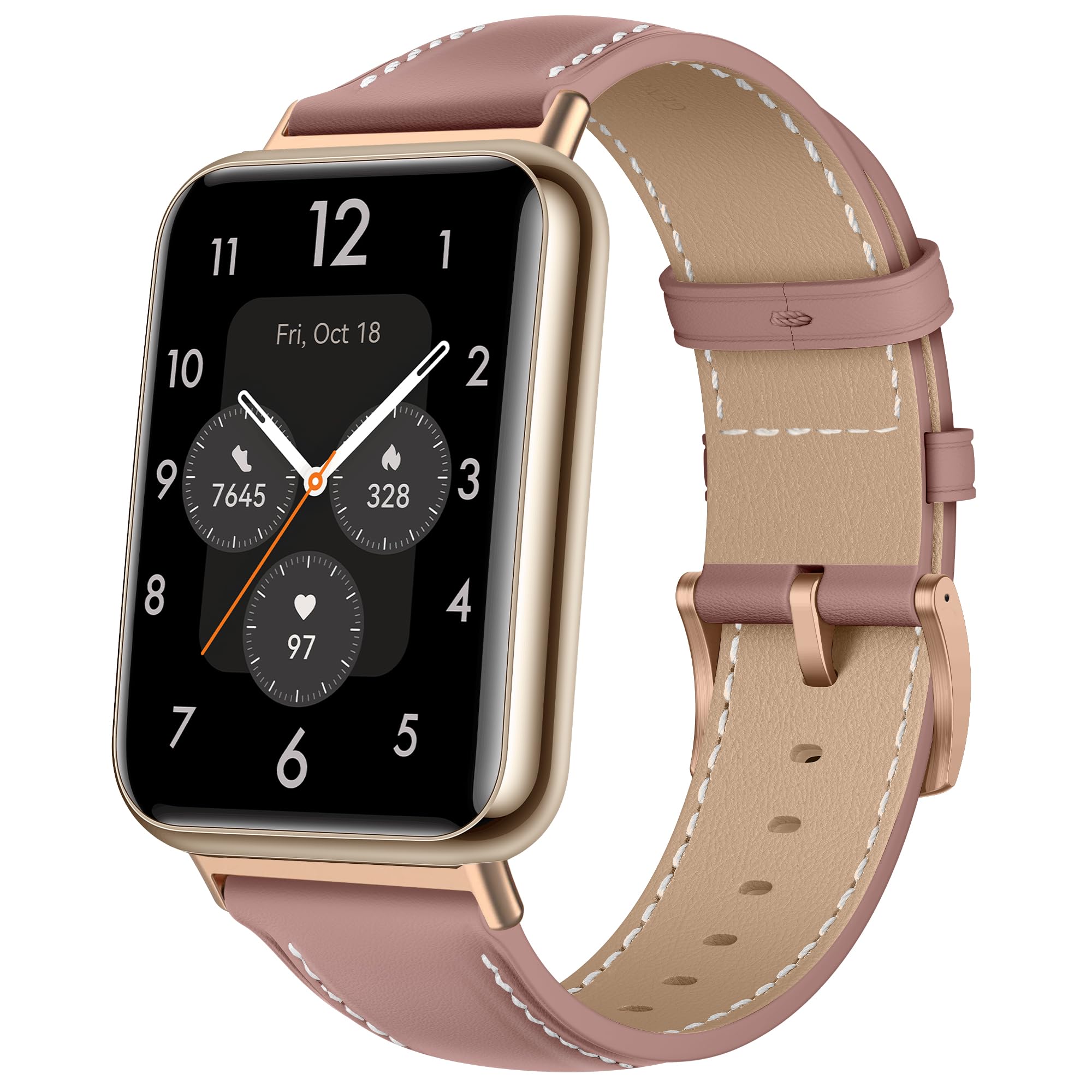 KoGiio Compatible with Huawei Watch Fit 2 Leather Strap, PU Leather Adjustable Watch Band with Stainless Steel Buckle, Soft Replacement Bracelet Strap for Huawei Watch Fit 2 - Pink