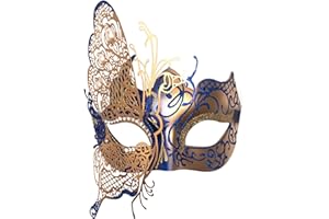 Seglorwy Womens Masquerade Mask Metal Rhinestone Venetian Halloween Christmas Evening Prom Ball Party Mask