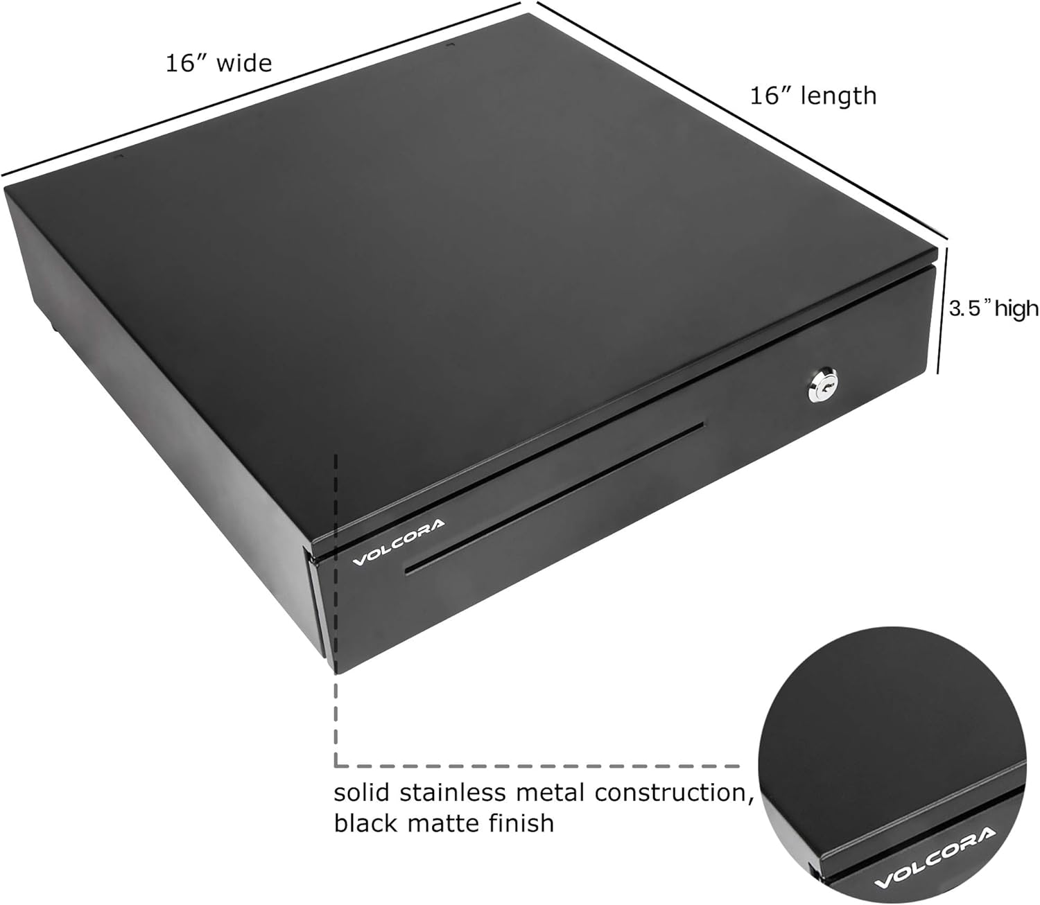 Cash Register Drawer for Point of Sale (POS) System with Removable Coin Tray, 5 Bill/6 Coin, 24V, RJ11/RJ12 Key-Lock, Media Slot, Black : Office Products