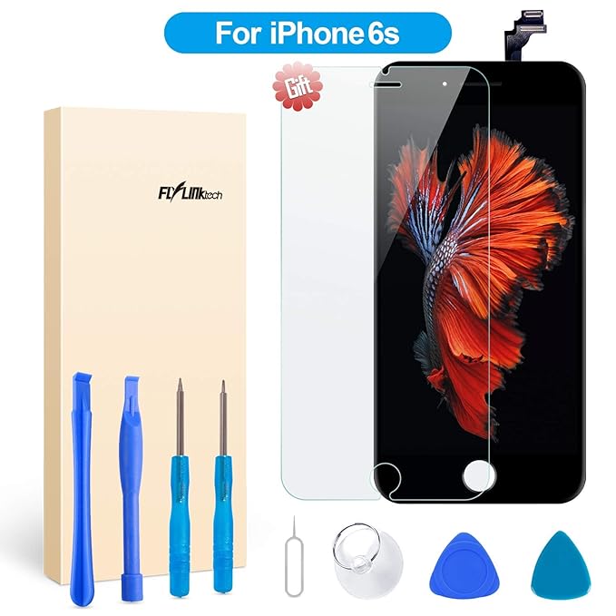 FLYLINKTECH Für iPhone 6S Display Schwarz LCD Touchscreen Digitizer Ersatz Bildschirm Front Komplettes Glas mit Werkzeuge Für