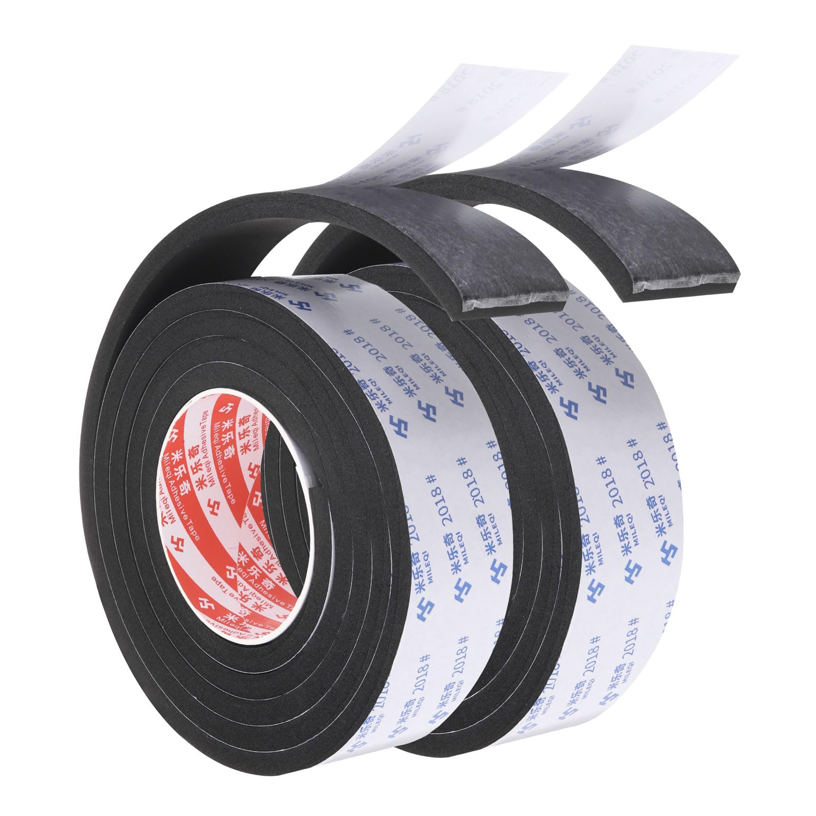 PATIKIL 2m/6.6ft Sealing Foam Tape, 2 Pack 4.5cm Wide 8mm Thick Single Sided Weather Stripping Door Seal Strip for Window Door Insulation, Black