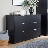 Home Source 6-Drawer Chest Black MDF Bedroom Storage Cabinet 120cm view 2