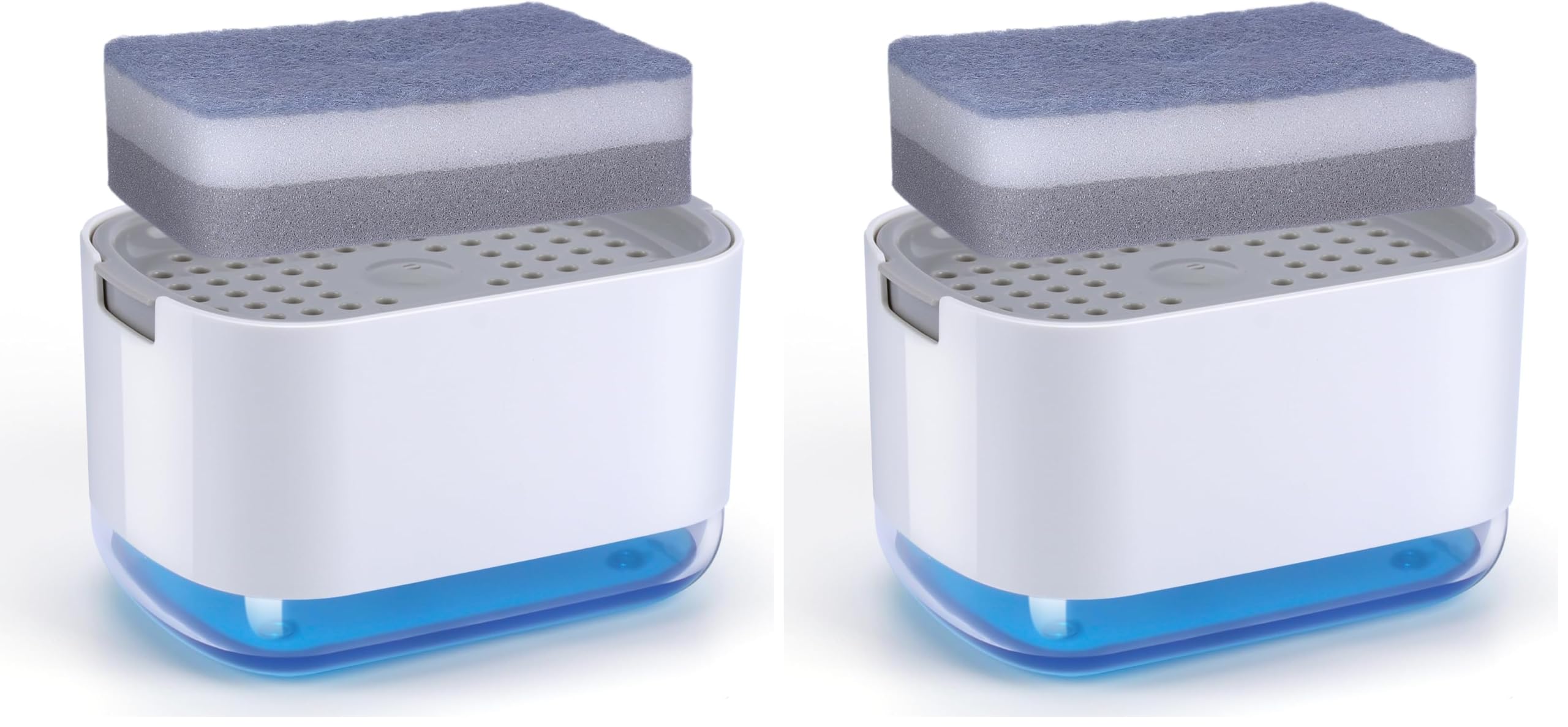 Alyvisun 2 in 1 Dish Soap Dispenser with Sponge Holder, 300ml, One Handed, Grey (Pack of 2)