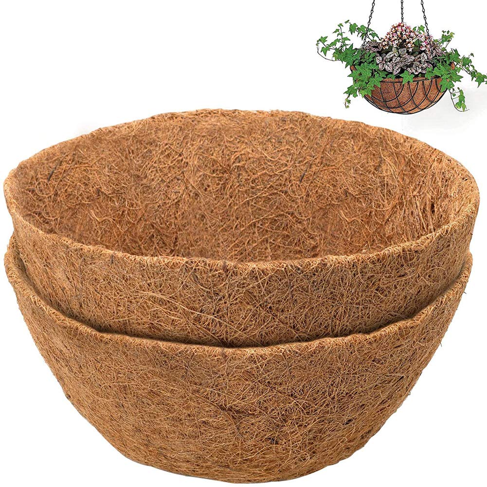 2 Pack 8 Inch Hanging Basket Coco Liners Replacement, Natural Round Coconut Coco Fiber Planter Basket Liners for Hanging Basket Flowers/Vegetables (20CM)
