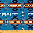 Tribal Aztec Fabric by The Yard, Boho Upholstery Fabric, Retro Exotic American Southwestern Exotic Ethnic Decorative Fabric Orange Blue Black Abstract Geometric Native Waterproof Fabric, 5 Yards