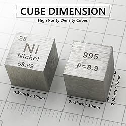 Nickel Cube - 10mm Pure Metal Element Cubes - Laser