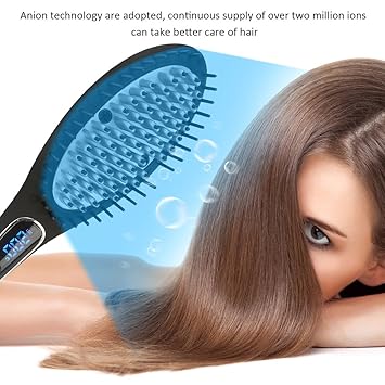 Hair Straightener Brush Electric Lcd Temperature Display