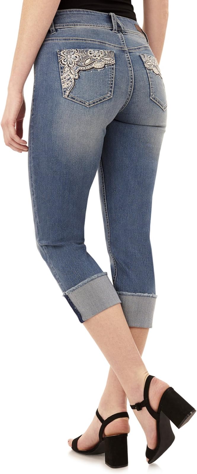 Angels Women's Curvy Embellished Cropped Jeans