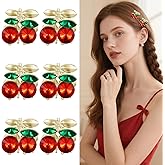 Guduling 6pcs Cherry Hair Clips, Cute Cherry Claw Clips, Rhinestone Hair Claw Clip for Women Girls Half-Up Hairstyles, Decorative Rhinestone Accessories