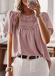 Falechay Pink Tops for Women Short Sleeve Fashion