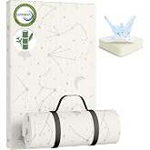 YENING Bamboo Pack and Play Mattress Pad Breathable 38x26 Waterproof Baby Mattress for Pack N Play Matress Topper Waterproof with Strap