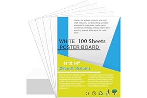 100 Pcs 11" x 14" Poster Board White Poster Paper Bulk, ROOKEA 250G Thickness Vision Boards Smart Poster Board for School Arts Craft Projects Presentations Drawing Scrapbooking Blank Graphic Display