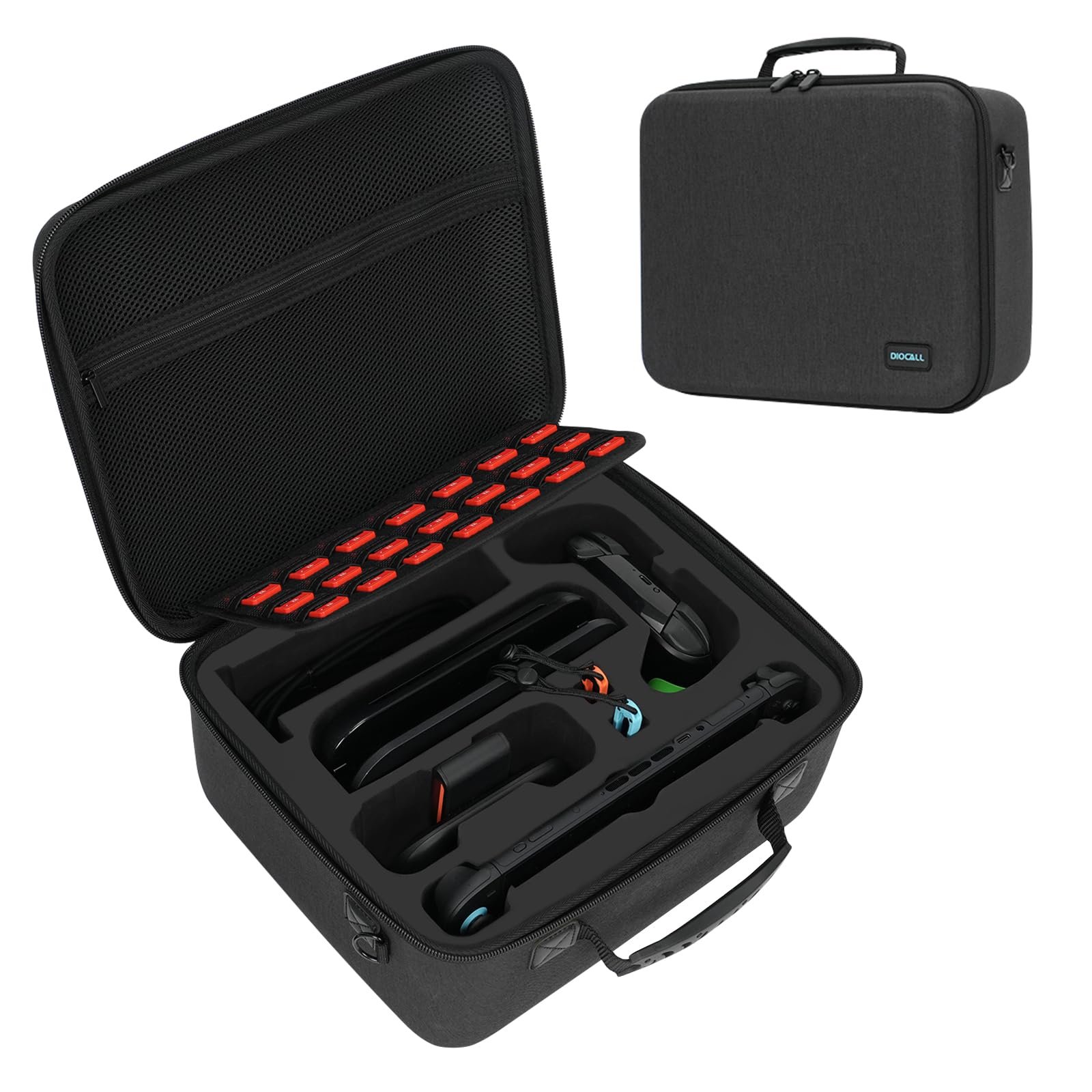 Diocall Travel Case Compatible with Nintendo Switch 2, Gray Bag Holds NS2,Camera,Pro Controller,Dock,Joy Con Grip, Adapter, 21 Games and Accessories