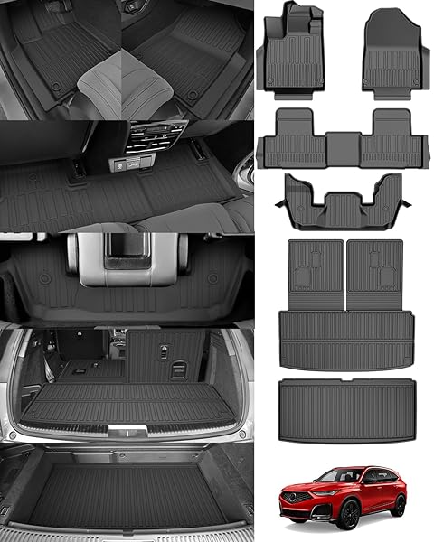 ORIGINAL 2022-2026 MDX FLOOR MATS & CARGO LINER & BACKREST MAT FULL SETS FOR ACURA MDX – CUSTOM FIT TPE FLOOR LINERS & CARGO MAT & BACKREST MAT – ALL WEATHER ODORLESS CAR MATS FOR MDX 2022-2025 2026