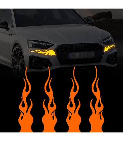 Stickers Flammes Autocollants Imperméables - Pour Moto, Casque, Skate, Ordinateur - Décoratif Et Résistant - 9