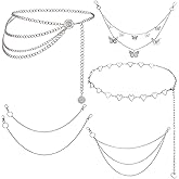 JATEBI 6 Pieces Waist Chain Belt Dress Belts Jeans Pants Pocket Waist Multi-Layer Hip Hop Y2k Multilayer Metal Wallet Chain for Men Women