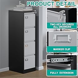 SISESOL 4 Drawer Vertical File Cabinet with