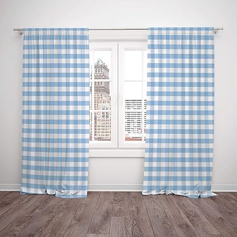 Thermal Insulated Blackout Window Curtain Checkered Little Squares