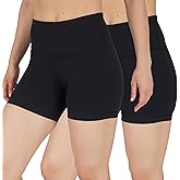 90 Degree By Reflex Womens High Waisted Biker Shorts Ribbed Workout Yoga Running Tummy Control Spandex Short