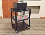 H Wilson Luxor WT34S 3-Shelf Utility Cart - Black, Heavy Duty, Made in USA view 4