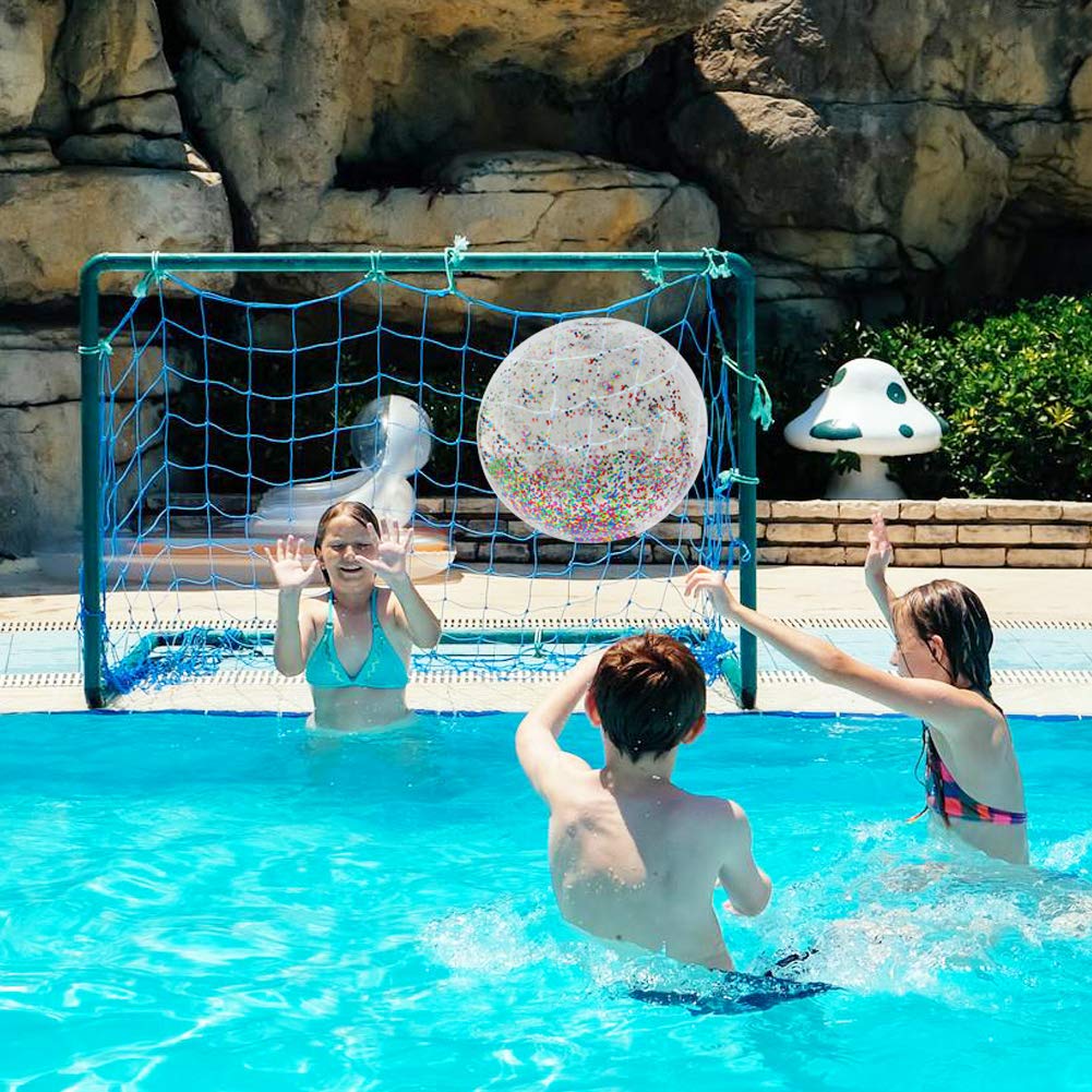 KOMIWOO Glitter Beach Ball, Confetti Beach Ball, Inflatable Beach Ball Bulk Pool Toys for Kids Summer Party Favors (2pack,24inch)