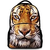 Tiger Animal School Bag For Man/Kid/Girl/Woman 3D Printing Student Backpack 17 Inch Black Cool Design Casual Daypack