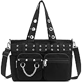 Ecohaso Tote Bag for Women, Corduroy Gothic Purse Goth Bag with Zipper for College, Work, Travel, Gym