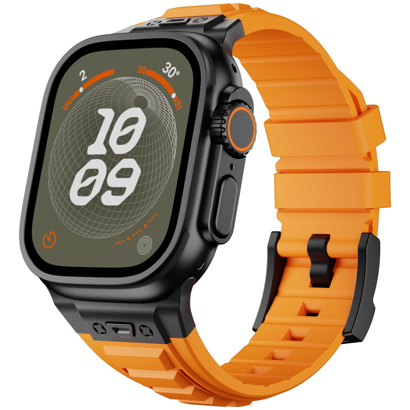 SEURE Robust Replacement Straps for Apple Watch Ultra3/2/1 49mm,Series 11/10 46mm,9/8/7 45mm,SE/6/5/4 44mm,Series 3/2/1 42mm - Soft Silicone Sports Strap with Metal Connector Orange