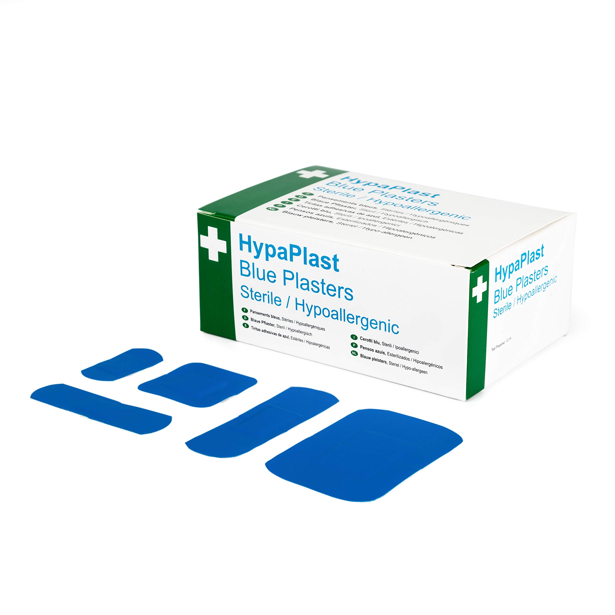 Safety First Aid Group HypaPlast Blue Catering Plasters, Assorted (Pack of 100) Sterile Hypoallergenic
