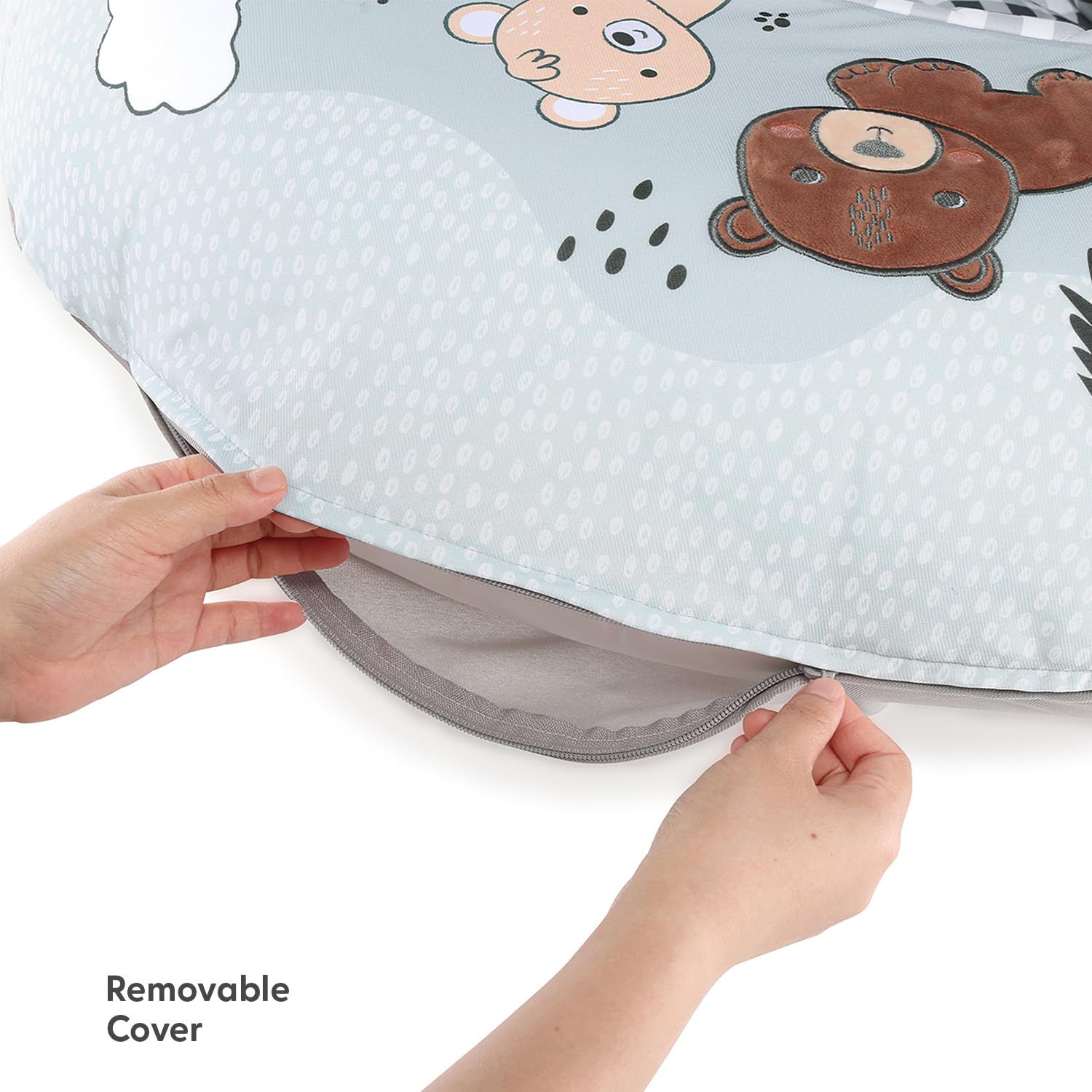 The Peanutshell Baby Boy or Girl Play Ring - Inflatable Seat, Sitting Support Chair, Unisex Activity Seats for Sitting Up, Play Ring for Babies 0-6 Months - Woodland