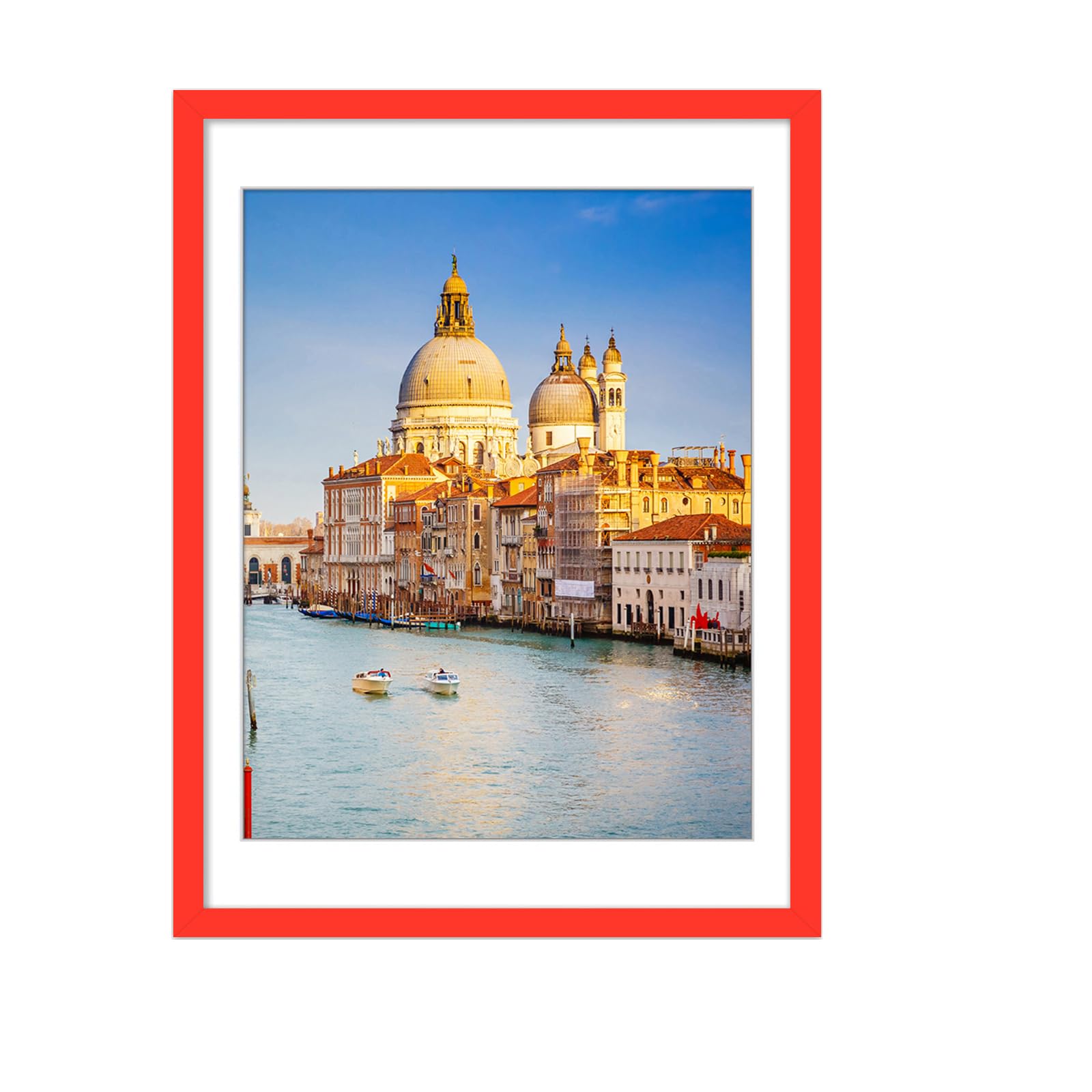 wyooxoo 18x24 Poster Frame Red Made of Solid Wood Picture Frames Display Pictures 16x20 with Mat or 18x24 Without Mat Colorful Frame For Horizontal Vertical Wall Mounting