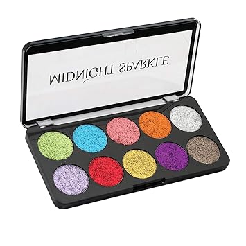 Swiss Beauty glitter 10 Color Eyeshadow Palette (Midnight Sparkle), Eye MakeUp, Multicolor-02, 10g