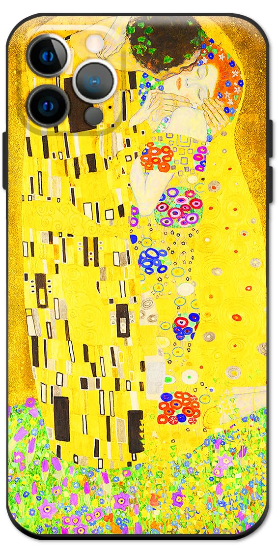 Berkin Arts Compatible with iPhone 12 Pro Case Silicone Cover with Screen Protector Yellow Lightweight Blooming (Kiss by Gustav Klimt) — image 1