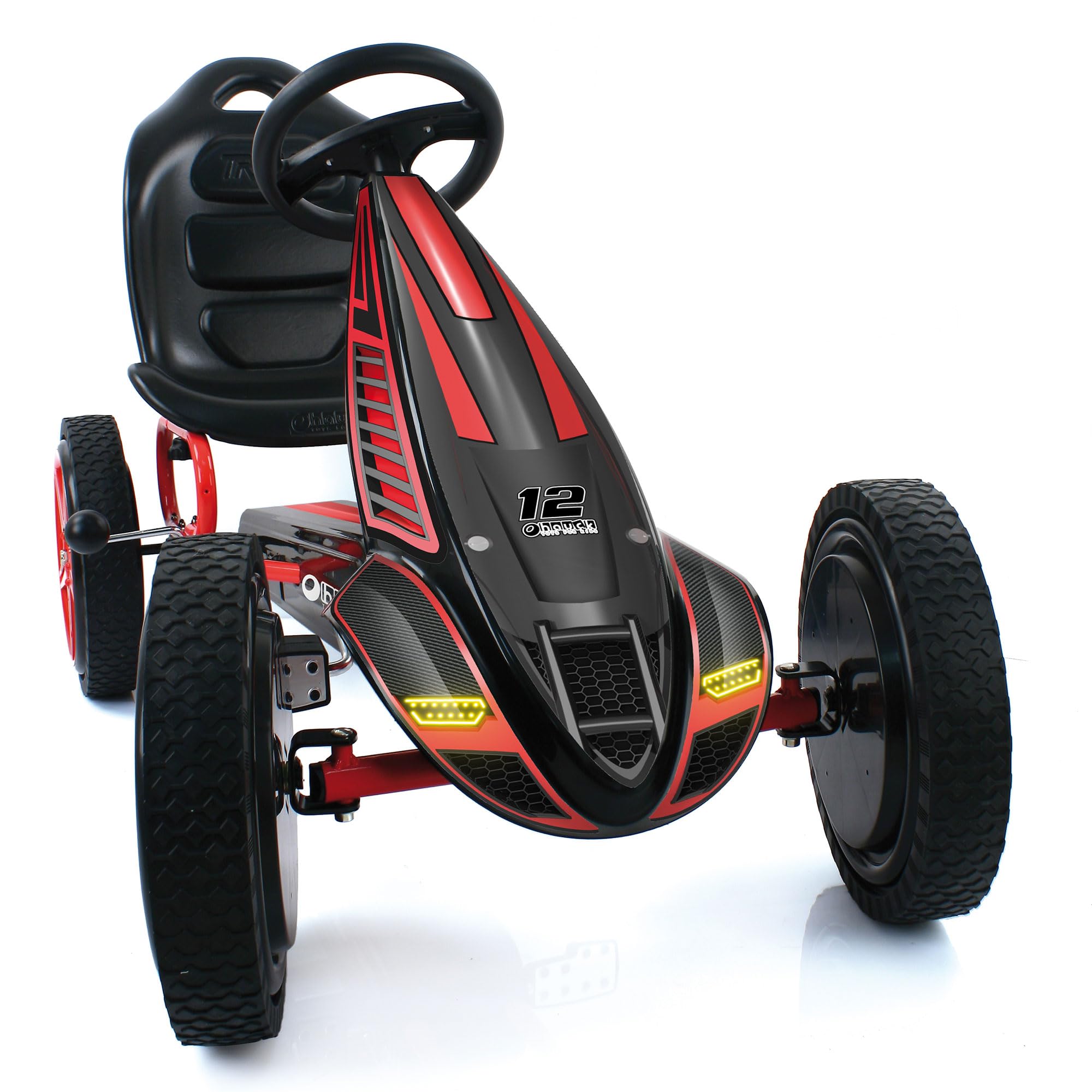 hauck Kids Pedal Go Kart, Hurricane 4 Wheel Bike Cart with Rubber Tires, Ages 4-10, Red - Outdoor Ride-On Bicycle Karts with Wheels for Boys and Girls