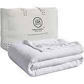 Threadmill Summer Muslin King Size Blanket | 4 Layer 100% Cotton Gauze Blanket | Lightweight, Soft, and Breathable Muslin Blanket for All Seasons | White