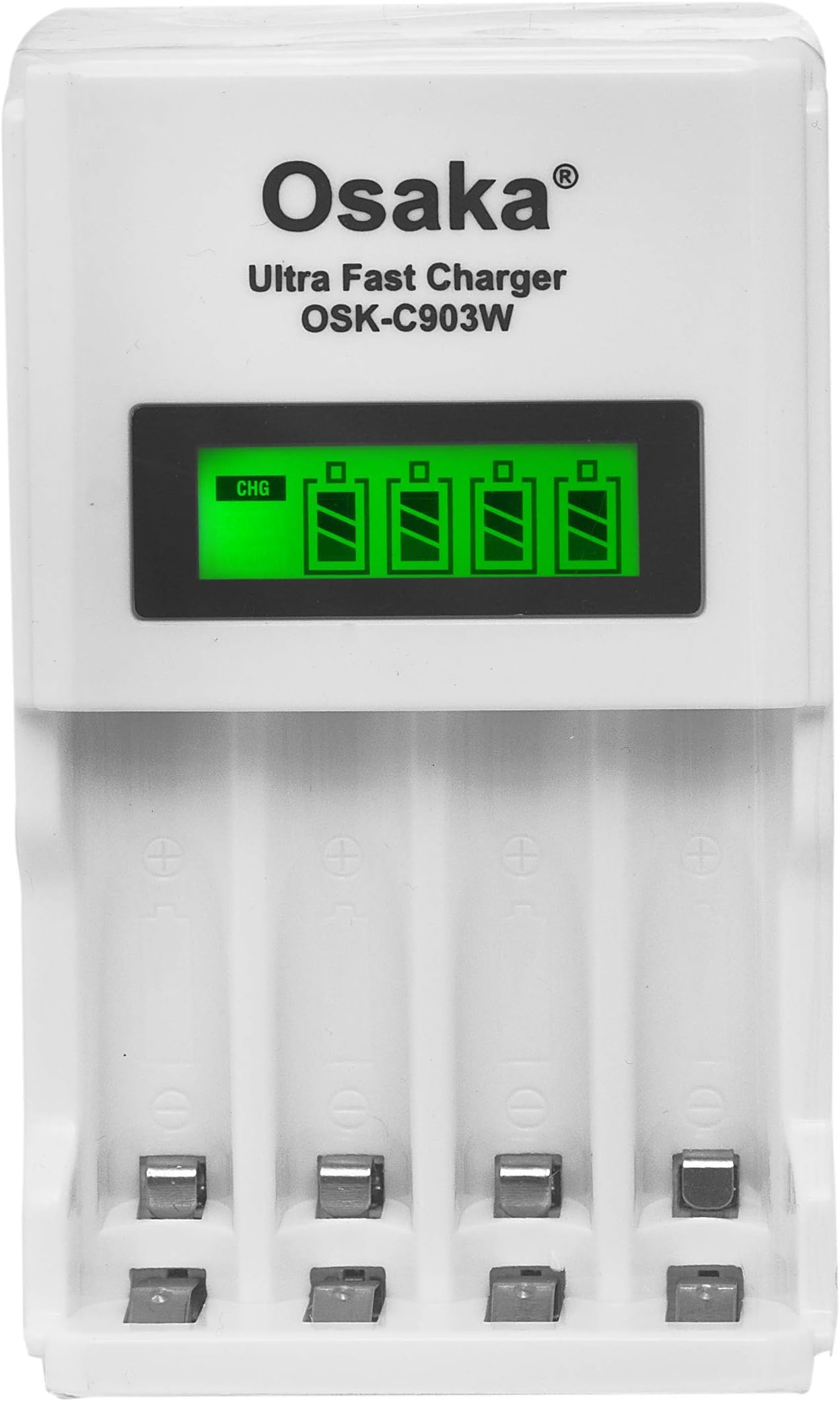 Osaka OSK-C903W Ultra Fast LCD Charger for AA and AAA Ni-mh Rechargeable Batteries White
