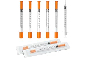 Insulin Syringes with Needle, U-100 1mL/cc 29G 1/2 Inch - Individual Wrapped 100 Pack