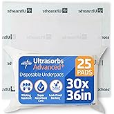 Medline Ultrasorbs Drypads, 30" x 36", 25 Count, Super Absorbent Disposable Bed Pads, Large Incontinence Bed Pads, Chucks Protective Underpads, 10 Times More Absorbent, For Adults, Elderly