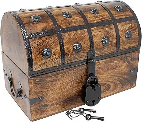 Piraten Schatztruhe Mit Eisenschloss Und Skelettschlussel Holzaufbewahrung Und Dekobox Medium 12 X 6 X 7 Braun Amazon De Baumarkt