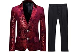 Boyland Boys Jacquard Suit Slim Fit Tuxedo Suits Jacquard Notch Lapel Tux Jacket Pants Party Formal Wear