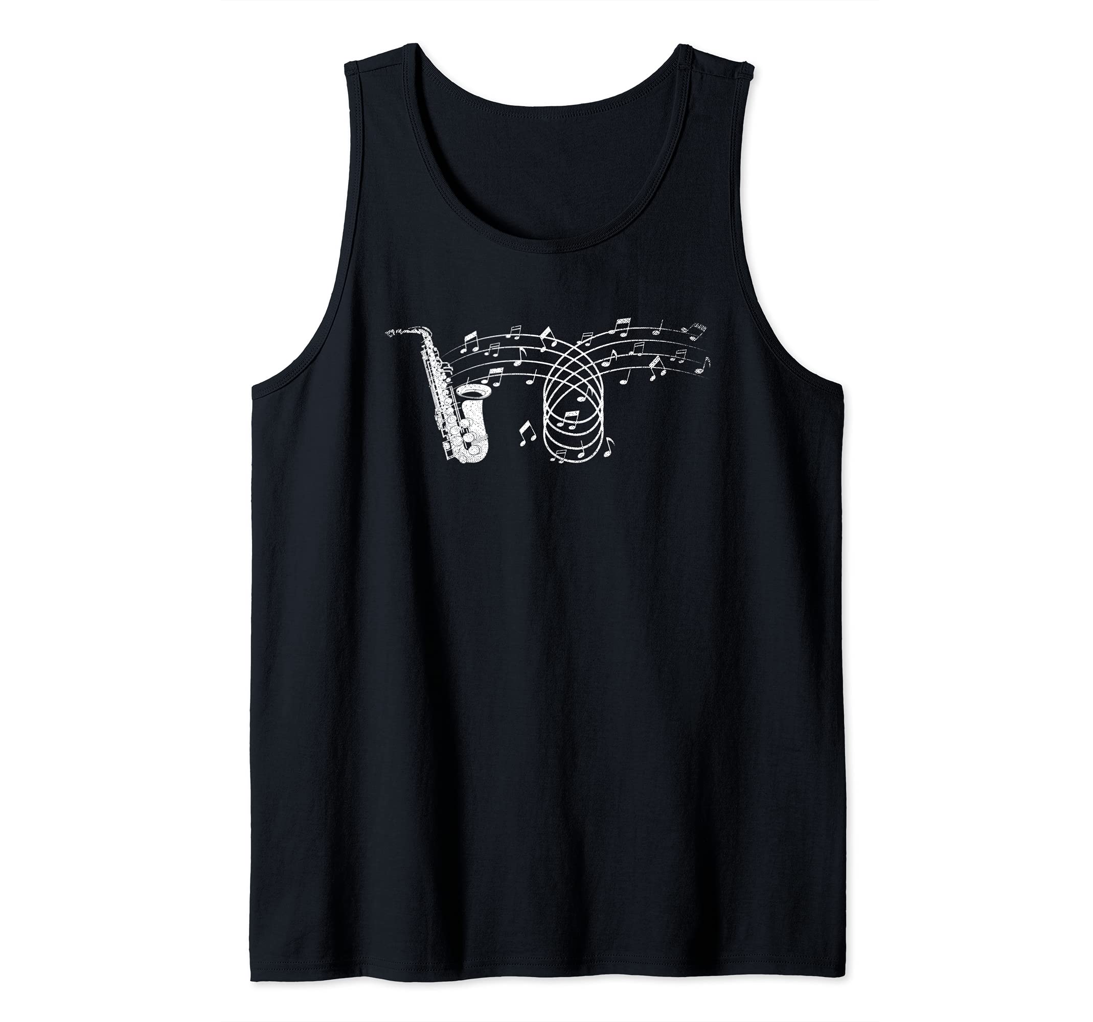 Sax Player Jazz Musician Saxophonist Music Notes Saxophone Tank Top