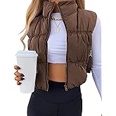 Athlisan Womens Cropped Puffer Vest Zip Up Stand Collar Lightweight Sleeveless Padded Gilet with Pockets