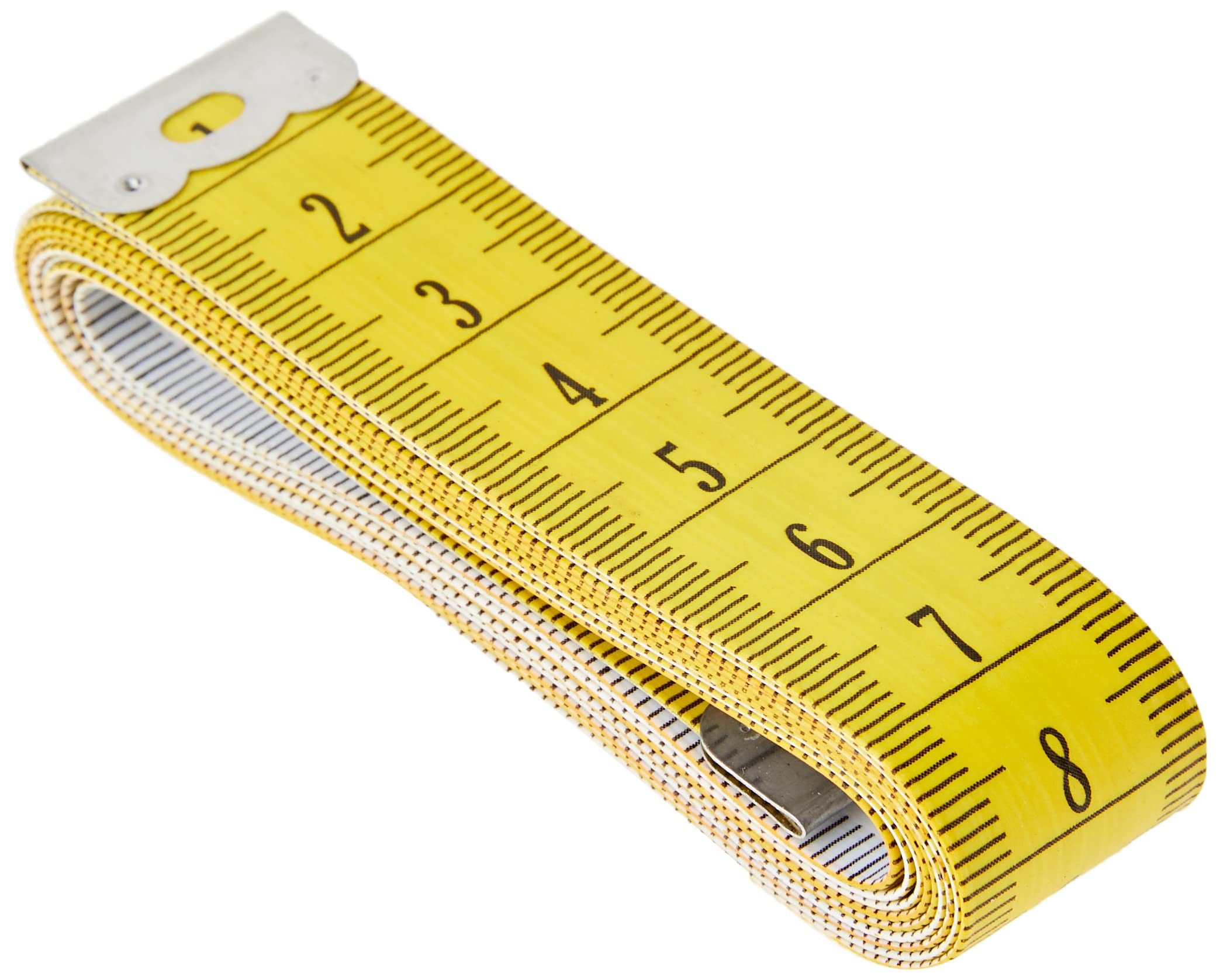 Glorex 5 2001 31 Tape Measure 150cm Length with cm Scale/Yellow Front/White Back with Black Labelling/Metal Frame at Ends/Multicoloured