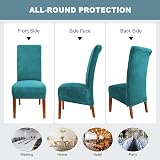 CMAKER Velvet Dining Chair Covers Stretch Slipcover Set of 4 Turquoise view 5